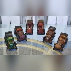 Vintage Wooden 6 Handcrafted Antique Luxury Old Cars,  Handmade Toy/Decoration